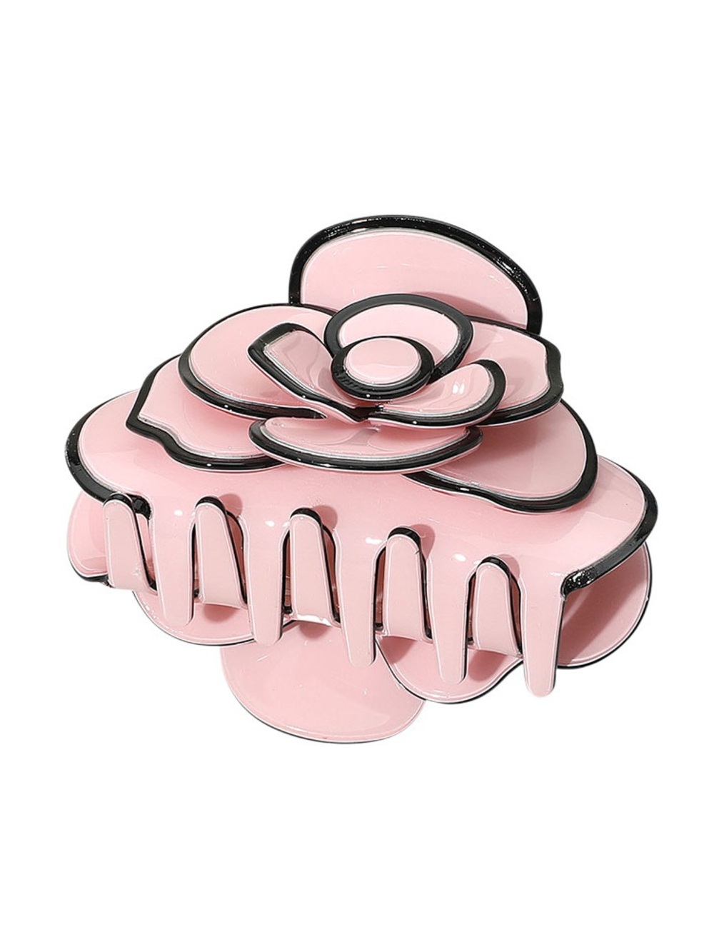 Camellia Flower Hair Claw Clip - Select Black or Pink - Picture 5 of 6